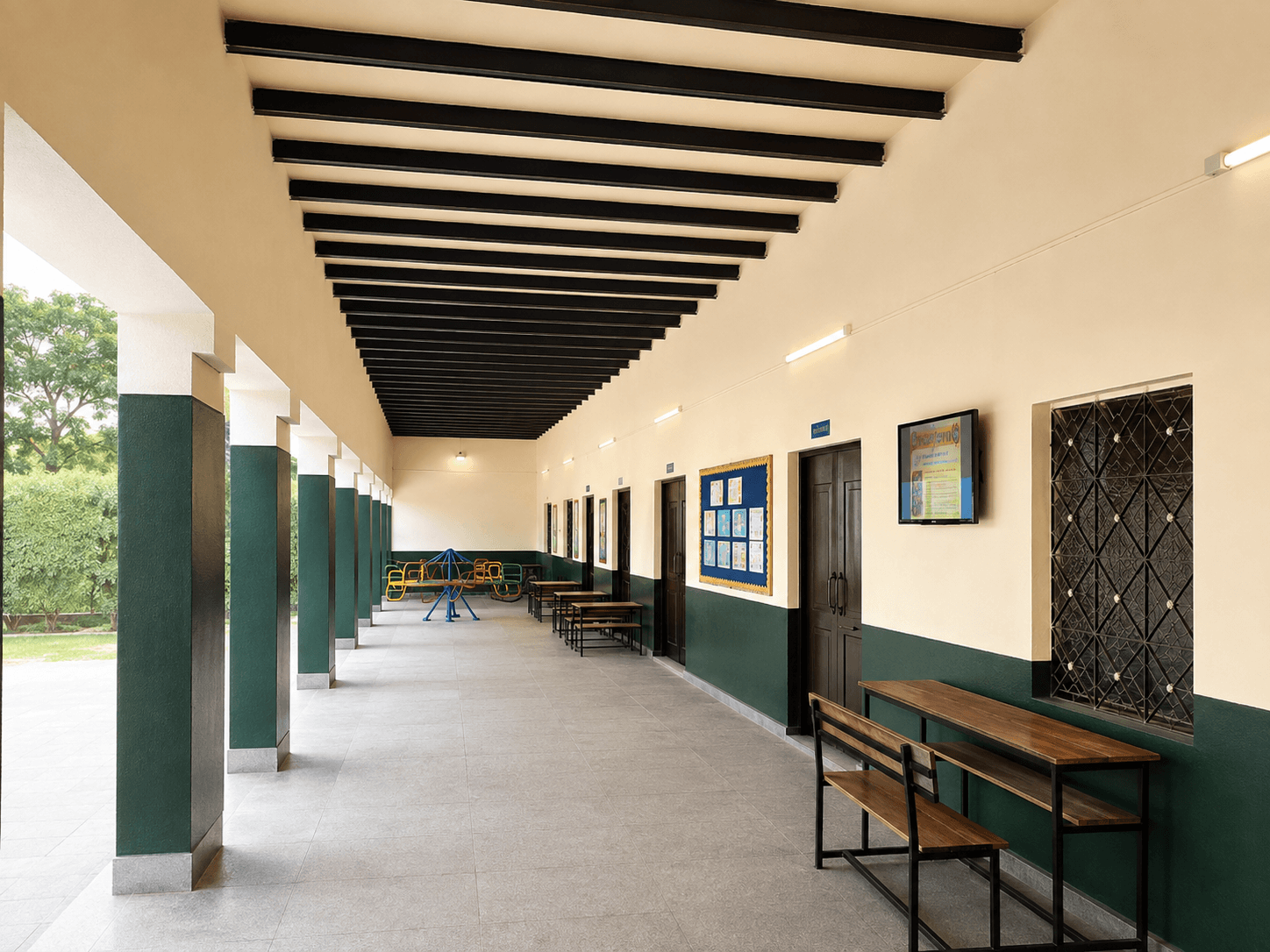 School corridor and play area
